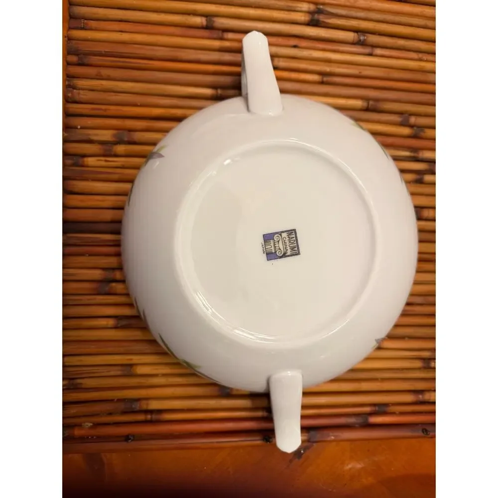 Narumi Bamboo Covered Vegetable Bowl Japan Fine China Gold Trim Serving Dish